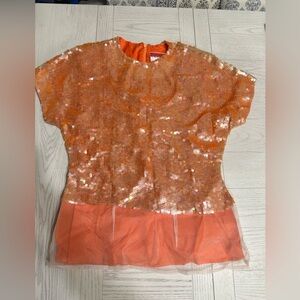 RARE Oscar de la Renta Orange Sequin Top